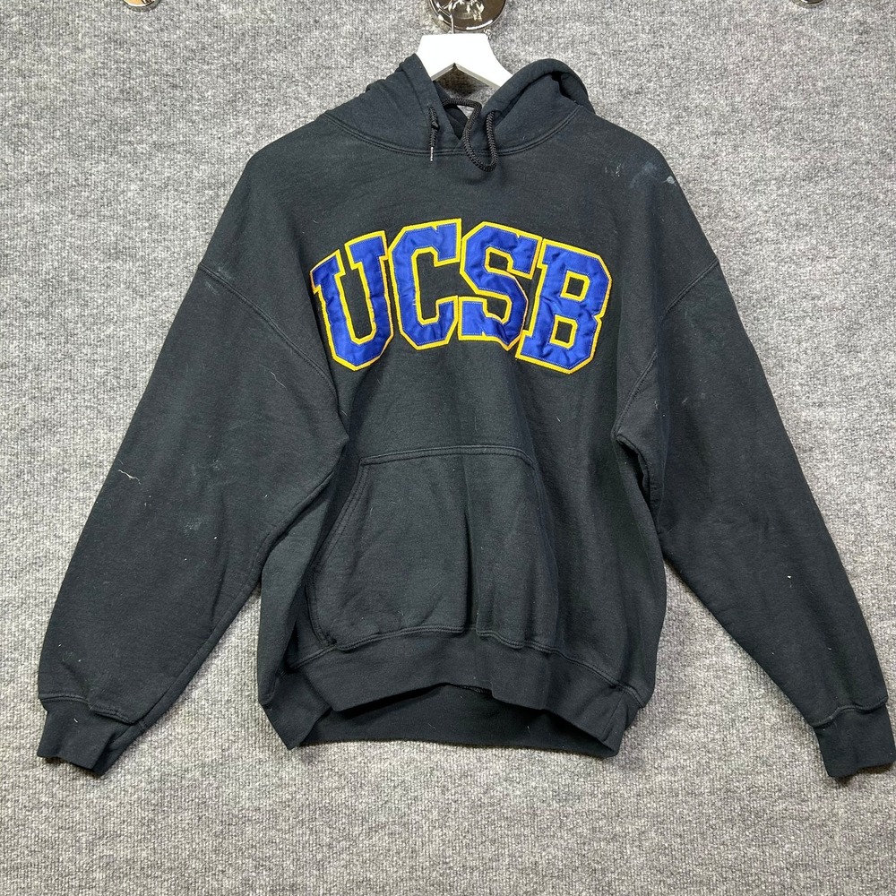 Vintage UCSB Gauchos Gildan Hoodie Men's Black Drawstring Sports Size Large